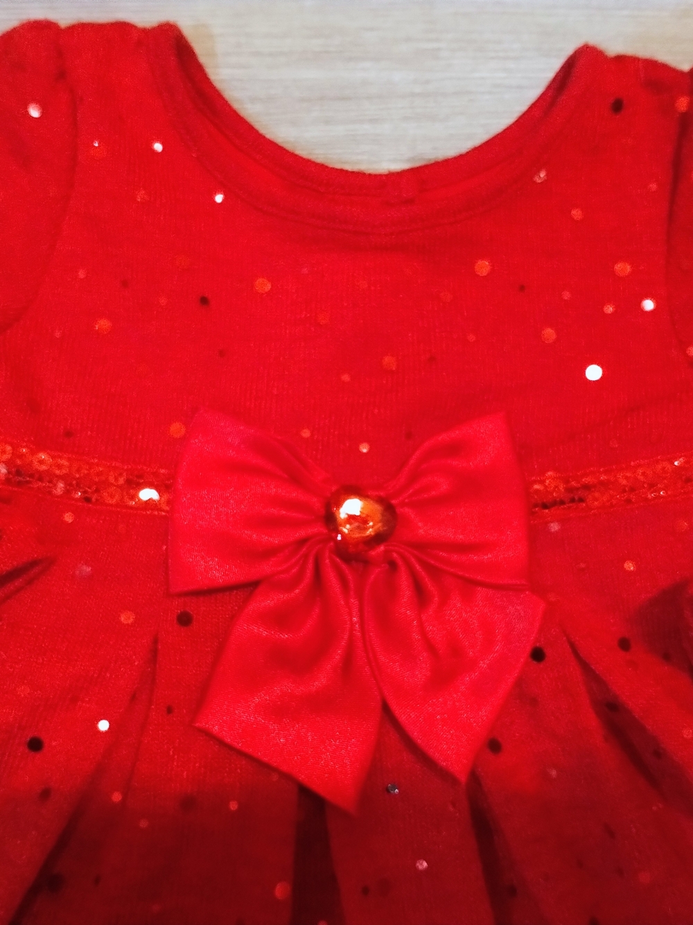 Youngland Red Sequin Bow Front Sweater Top